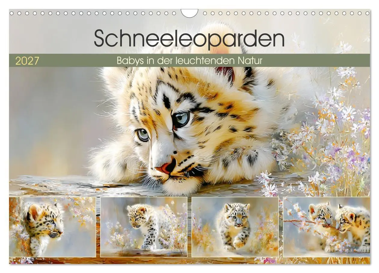 Cover: 9783516804331 | Schneeleoparden. Babys in der leuchtenden Natur (Wandkalender 2027...