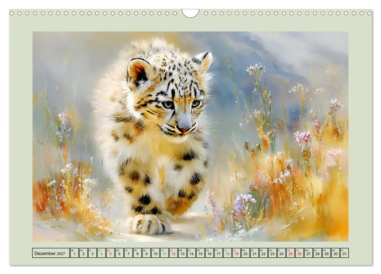 Bild: 9783516804331 | Schneeleoparden. Babys in der leuchtenden Natur (Wandkalender 2027...