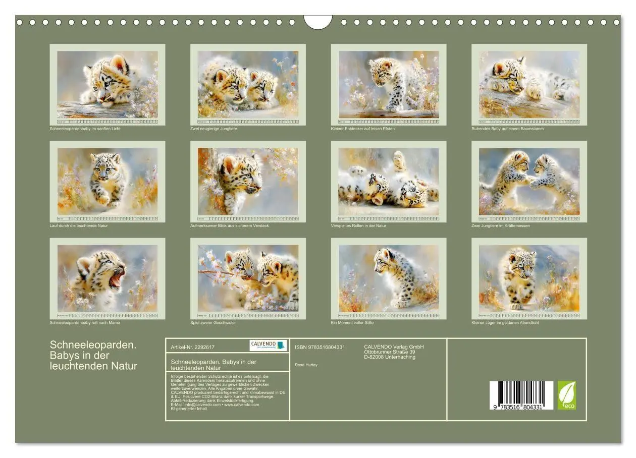 Bild: 9783516804331 | Schneeleoparden. Babys in der leuchtenden Natur (Wandkalender 2027...