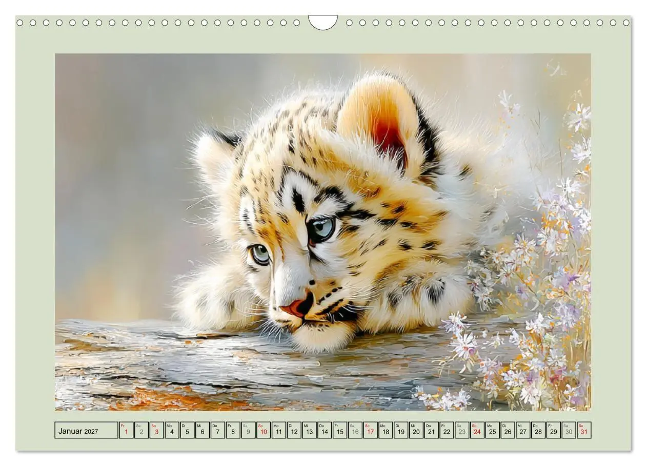Bild: 9783516804331 | Schneeleoparden. Babys in der leuchtenden Natur (Wandkalender 2027...
