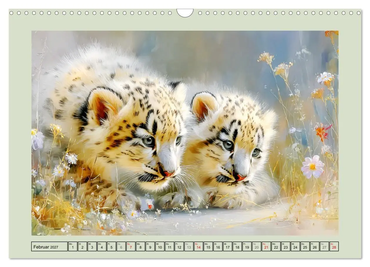 Bild: 9783516804331 | Schneeleoparden. Babys in der leuchtenden Natur (Wandkalender 2027...