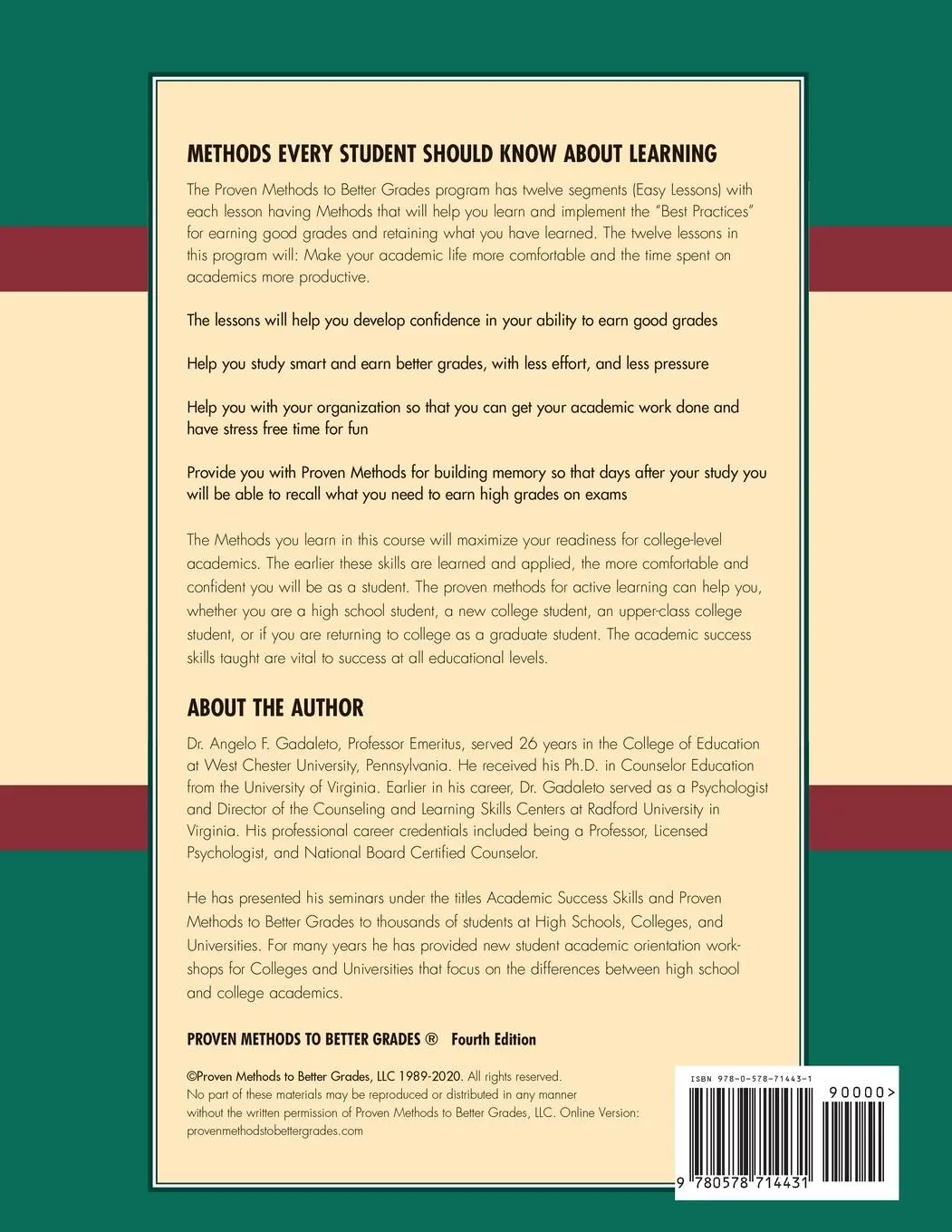Rückseite: 9780578714431 | Proven Methods To Better Grades | Angelo Gadaleto | Taschenbuch | 2024