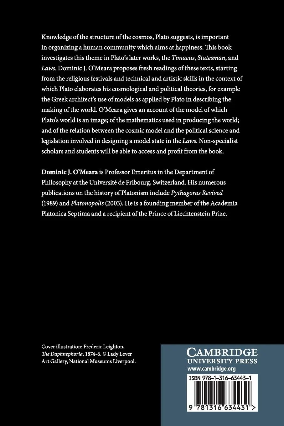 Rückseite: 9781316634431 | Cosmology and Politics in Plato's Later Works | Dominic J. O'Meara