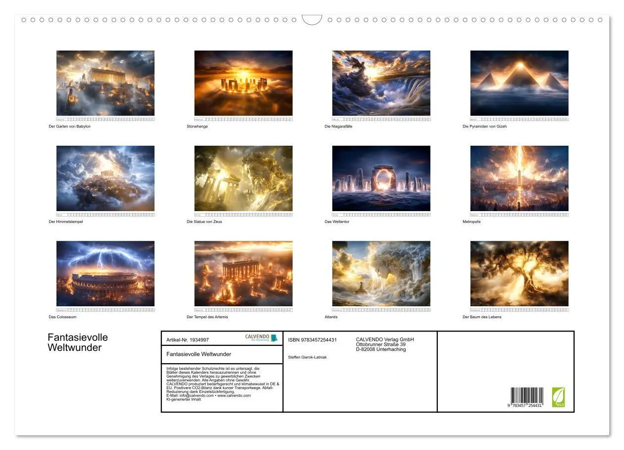 Bild: 9783457254431 | Fantasievolle Weltwunder (Wandkalender 2026 DIN A2 quer), CALVENDO...