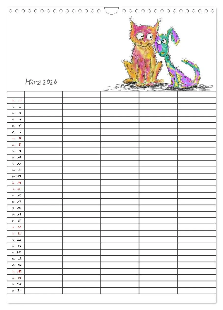 Bild: 9783516414431 | Bunte Freunde (Wandkalender 2026 DIN A3 hoch), CALVENDO Monatskalender