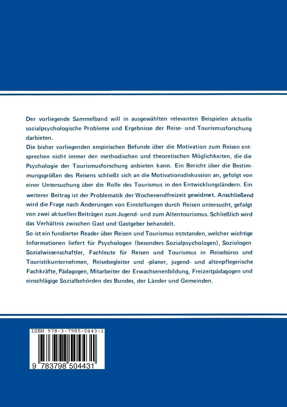 Rückseite: 9783798504431 | Reisen und Tourismus | Reinhard Schmitz-Scherzer | Taschenbuch | vii
