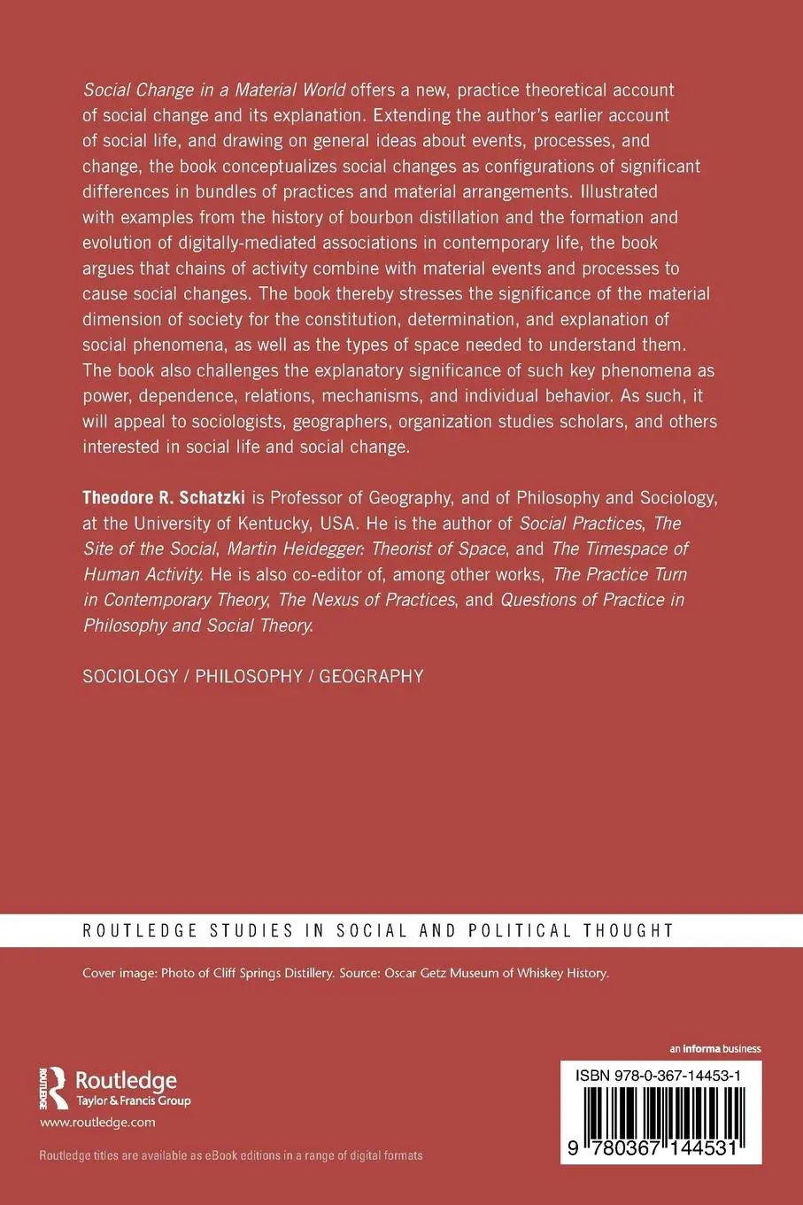 Rückseite: 9780367144531 | Social Change in a Material World | Theodore R. Schatzki | Taschenbuch