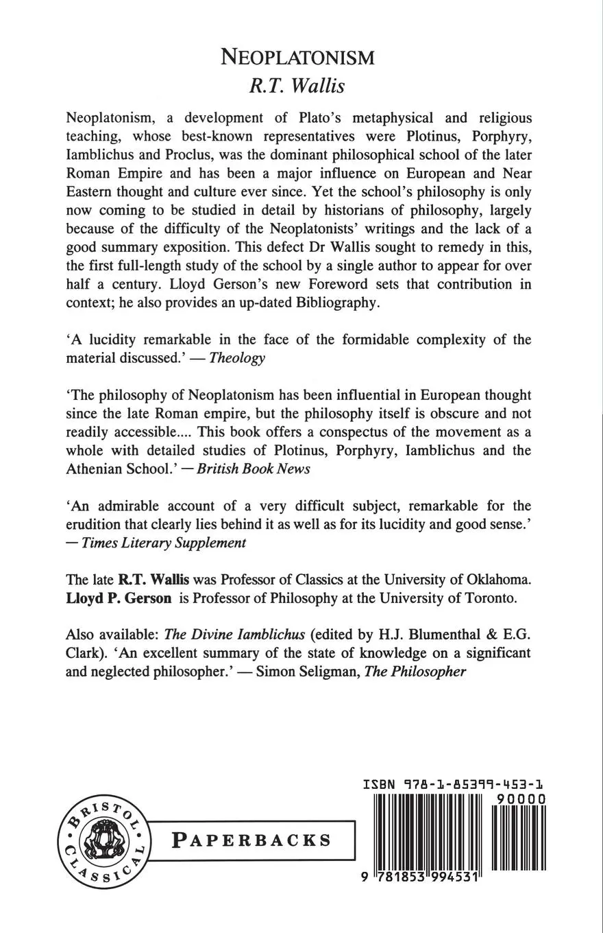 Rückseite: 9781853994531 | Neoplatonism | Richard T. Wallis (u. a.) | Taschenbuch | Englisch