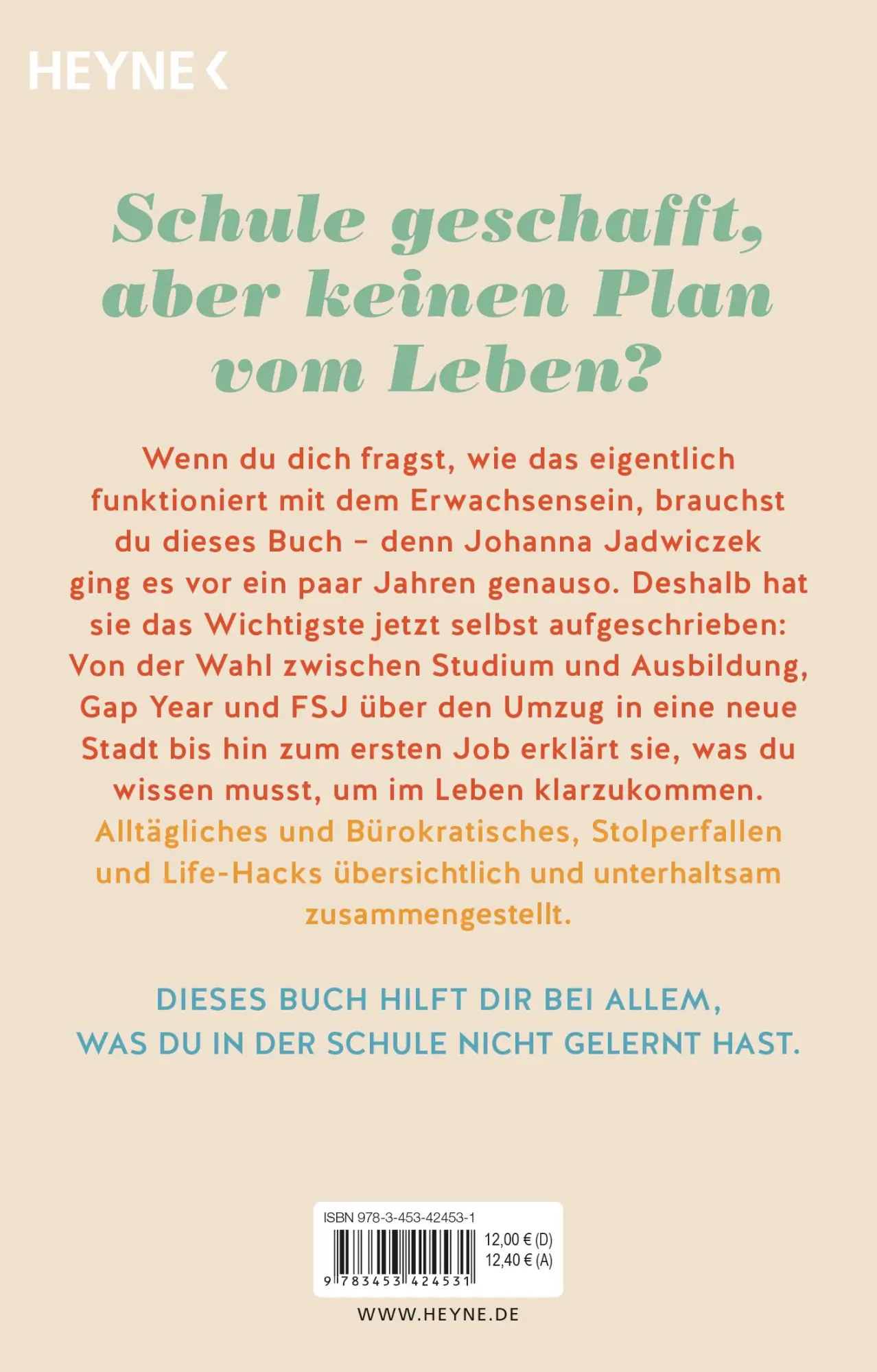 Bild: 9783453424531 | Und jetzt? Der Survival-Guide fürs Leben nach der Schule | Jadwiczek