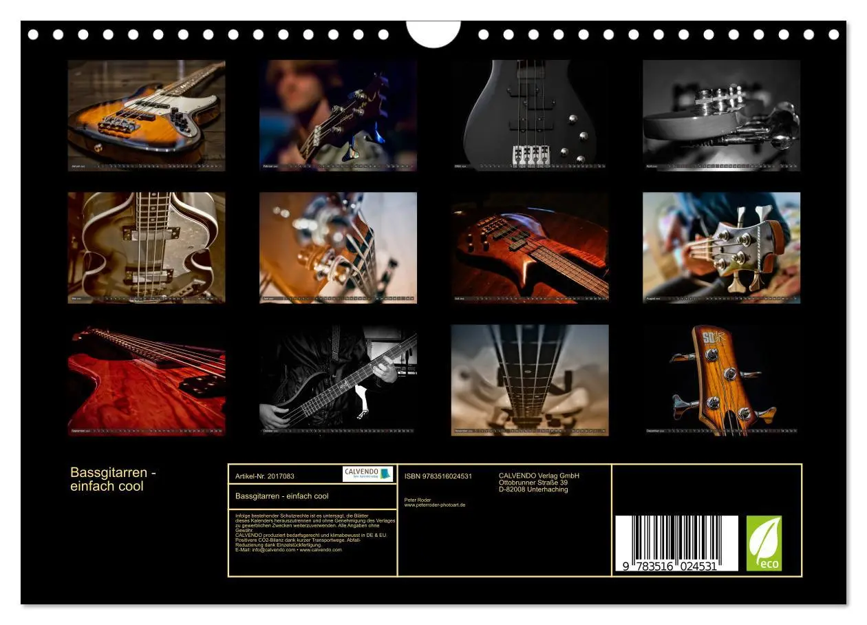 Bild: 9783516024531 | Bassgitarren - einfach cool (Wandkalender 2026 DIN A4 quer),...