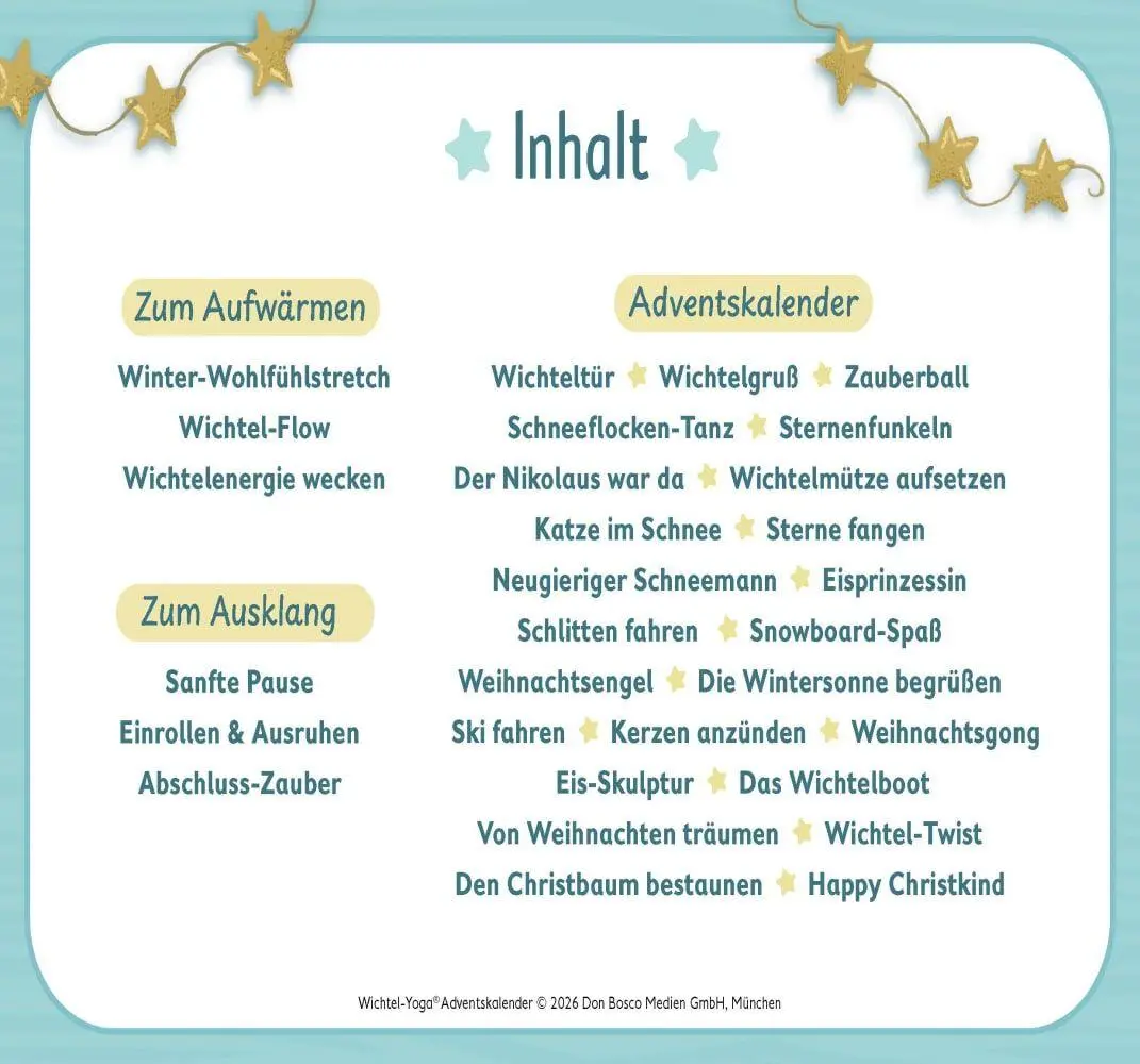 Bild: 4260694924631 | Wichtel-Yoga-Adventskalender. 24 Asanas für die Winter- und...