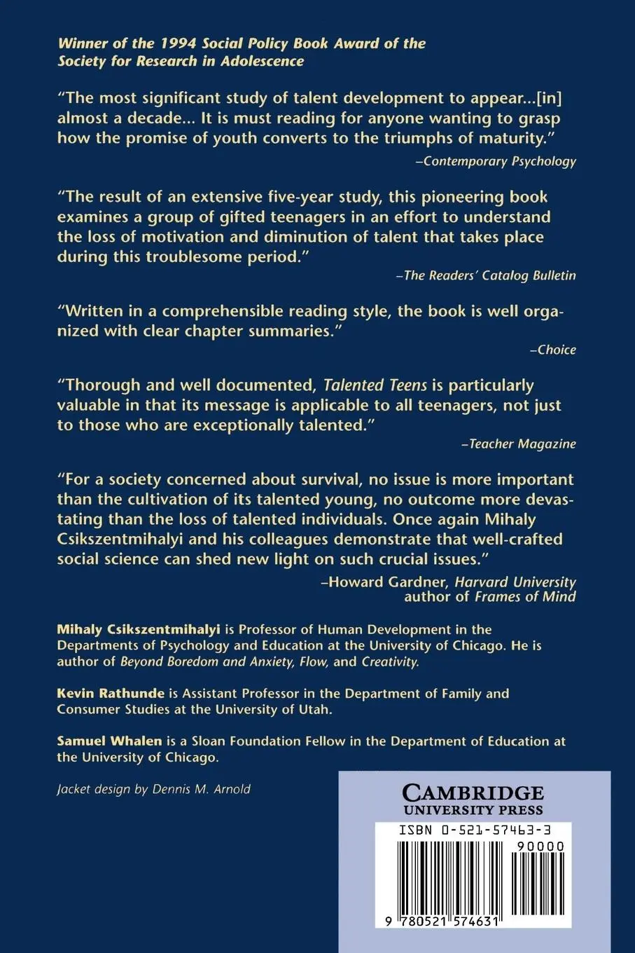 Rückseite: 9780521574631 | Talented Teenagers | The Roots of Success and Failure | Taschenbuch