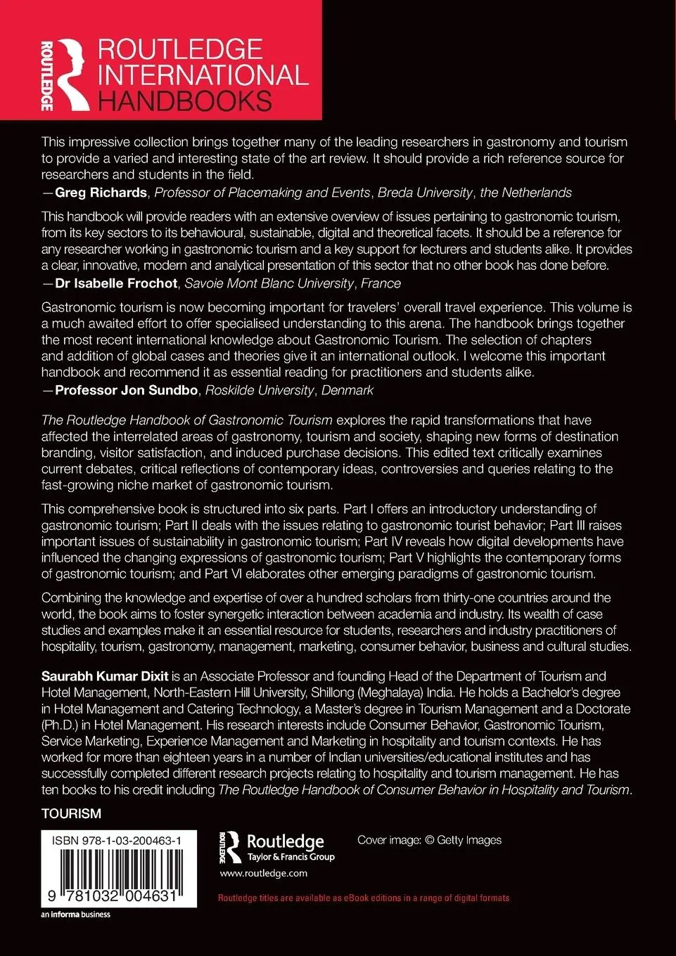 Rückseite: 9781032004631 | The Routledge Handbook of Gastronomic Tourism | Saurabh Kumar Dixit