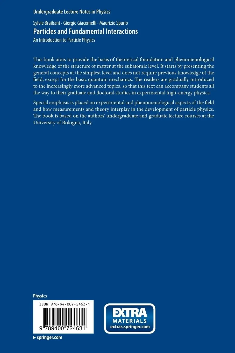 Rückseite: 9789400724631 | Particles and Fundamental Interactions | Sylvie Braibant (u. a.) | xiv