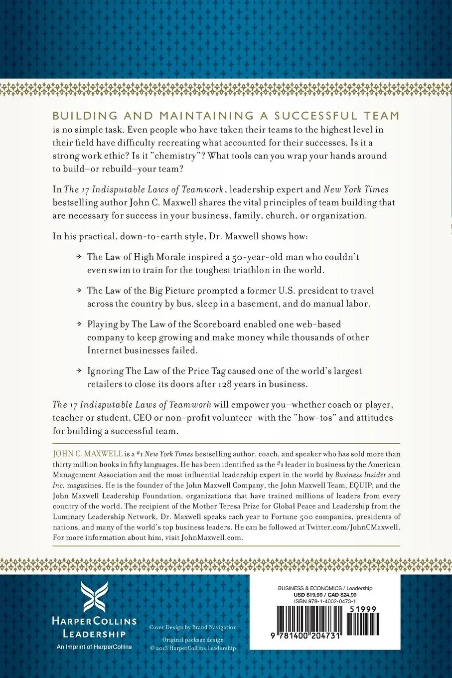 Rückseite: 9781400204731 | The 17 Indisputable Laws of Teamwork | John C. Maxwell | Taschenbuch