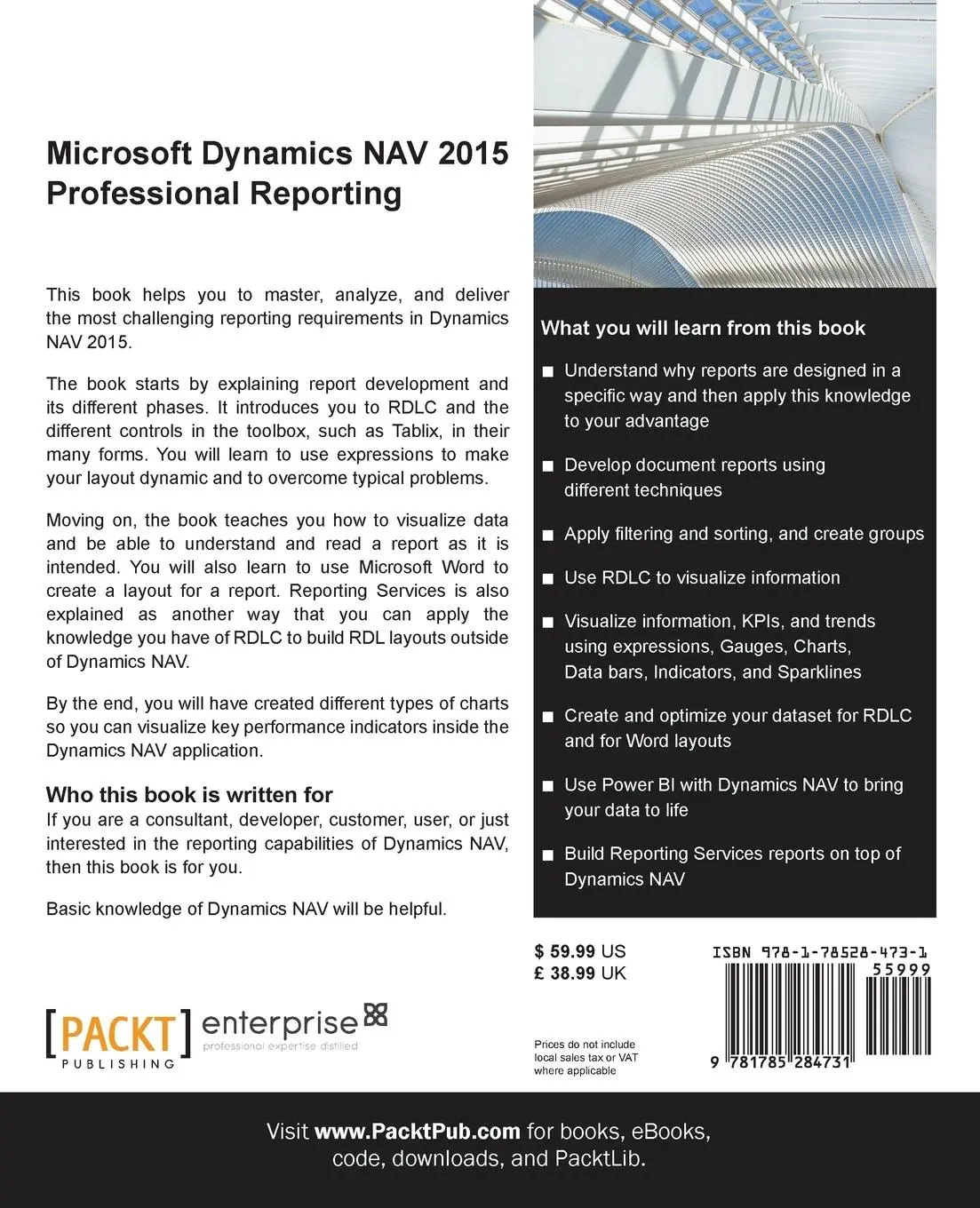 Rückseite: 9781785284731 | Microsoft Dynamics NAV 2015 Professional Reporting | Steven Renders