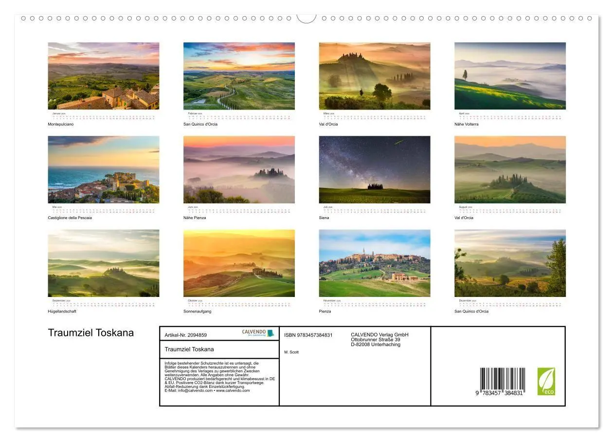 Bild: 9783457384831 | Traumziel Toskana (hochwertiger Premium Wandkalender 2026 DIN A2...