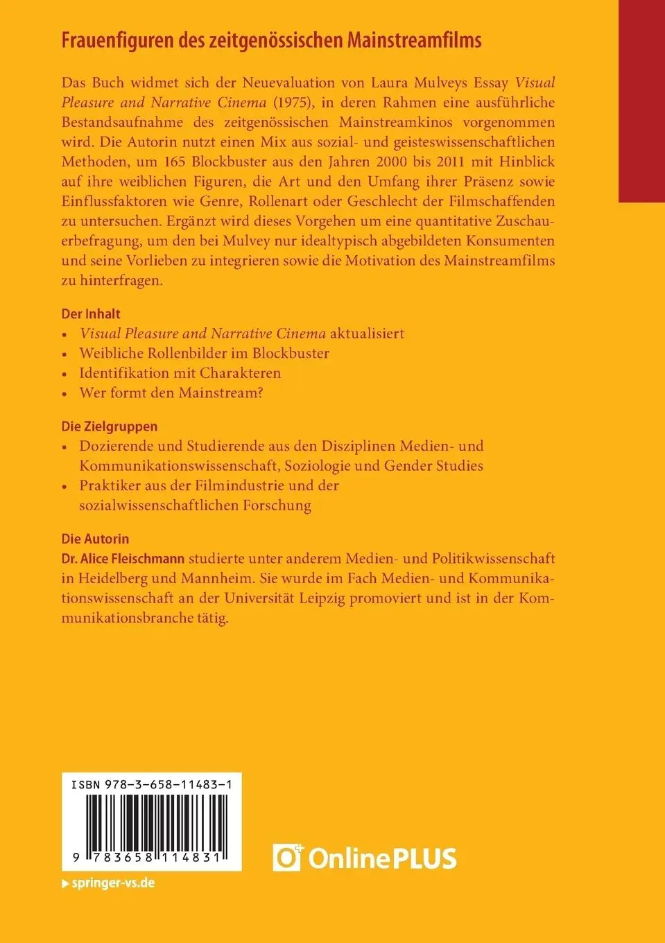 Rückseite: 9783658114831 | Frauenfiguren des zeitgenössischen Mainstreamfilms | Alice Fleischmann