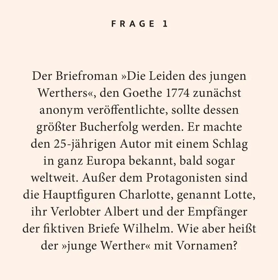 Bild: 9783899784831 | Goethe-Quiz | 100 Fragen und Antworten | Barbara Steingießer | Buch
