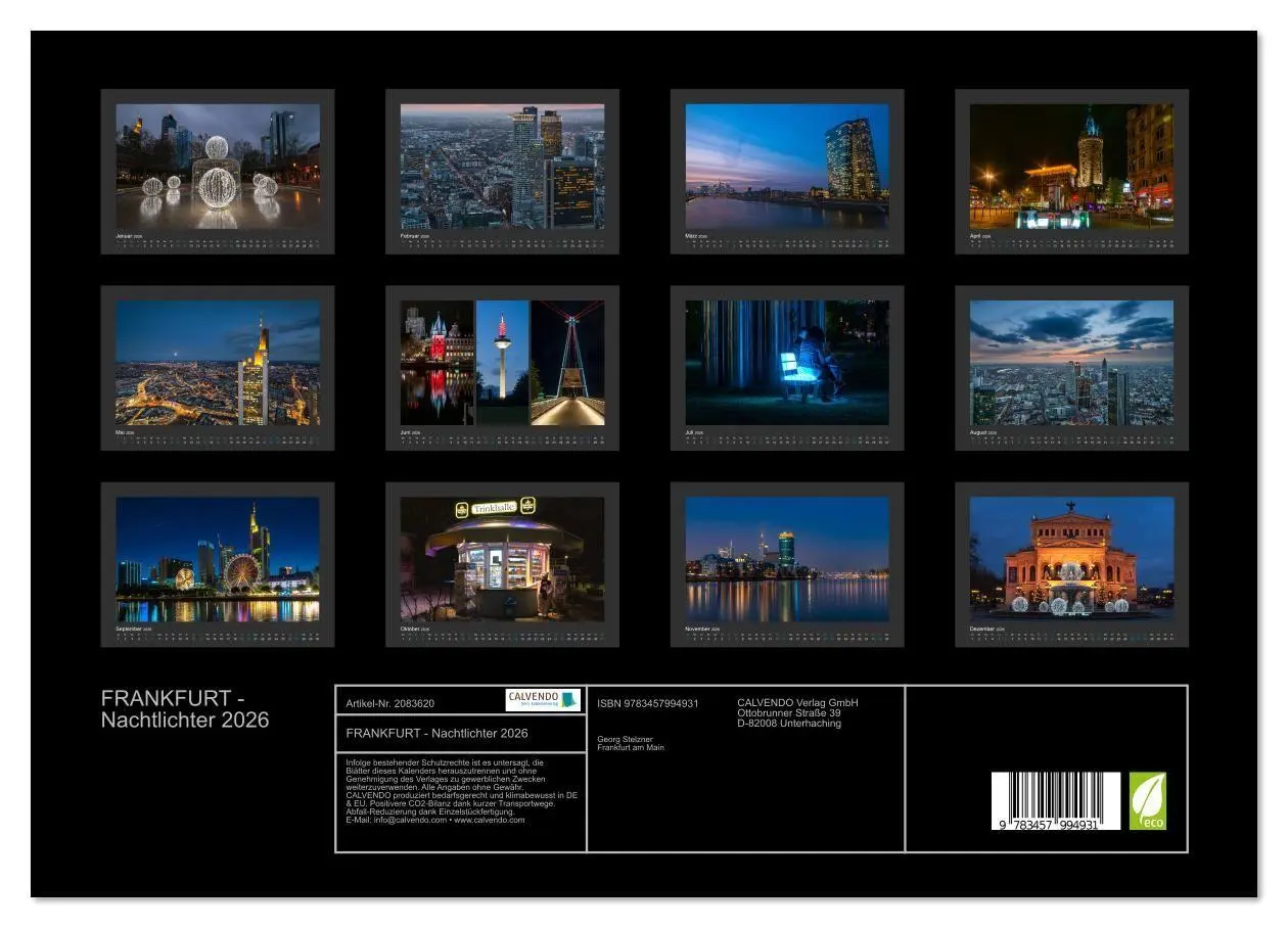 Bild: 9783457994931 | FRANKFURT - Nachtlichter 2026 (Wandkalender 2026 DIN A3 quer),...