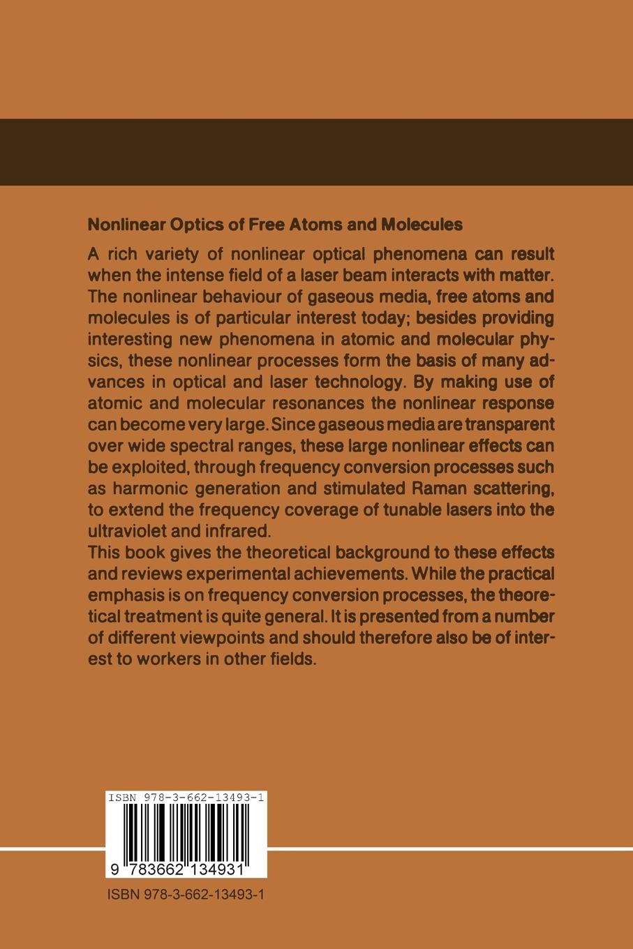 Rückseite: 9783662134931 | Nonlinear Optics of Free Atoms and Molecules | D. C. Hanna (u. a.)