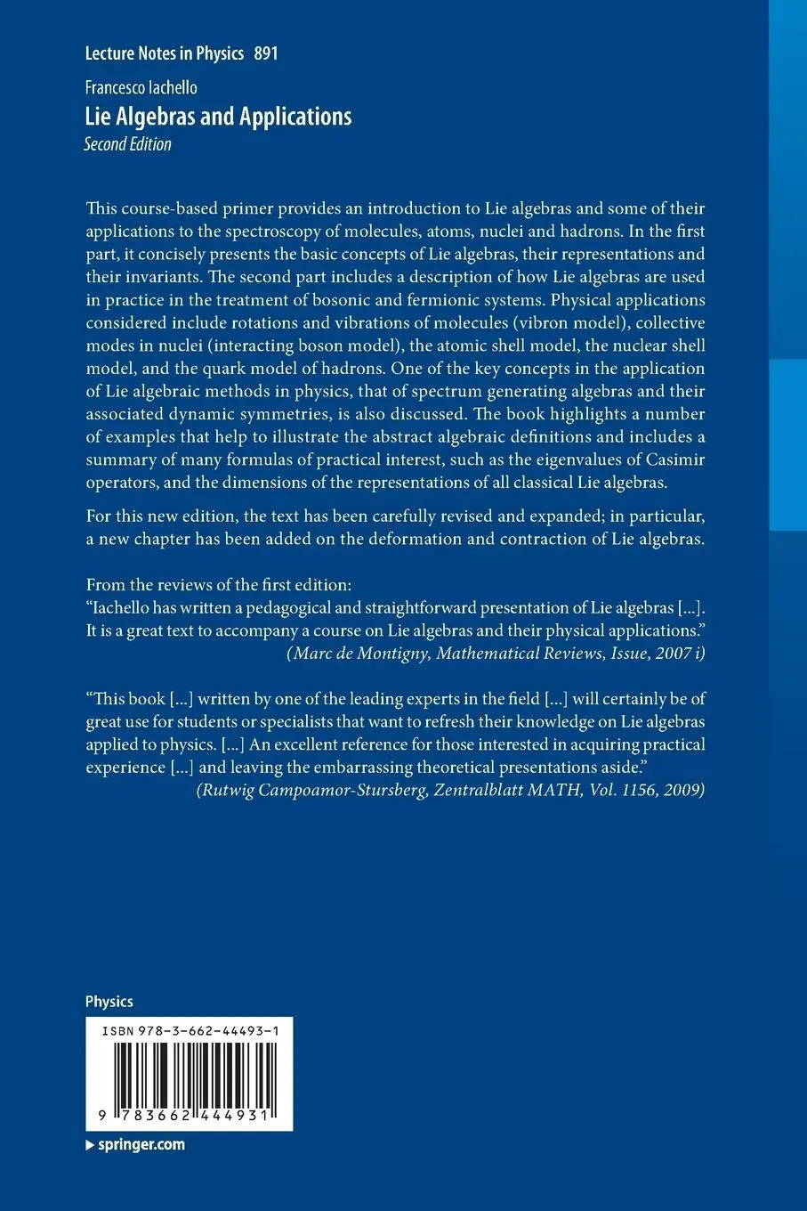 Rückseite: 9783662444931 | Lie Algebras and Applications | Francesco Iachello | Taschenbuch