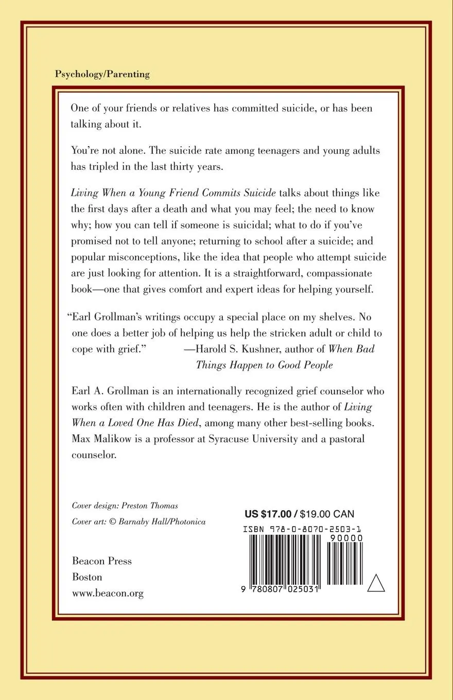 Rückseite: 9780807025031 | Living When a Young Friend Commits Suicide | Earl A. Grollman | Buch
