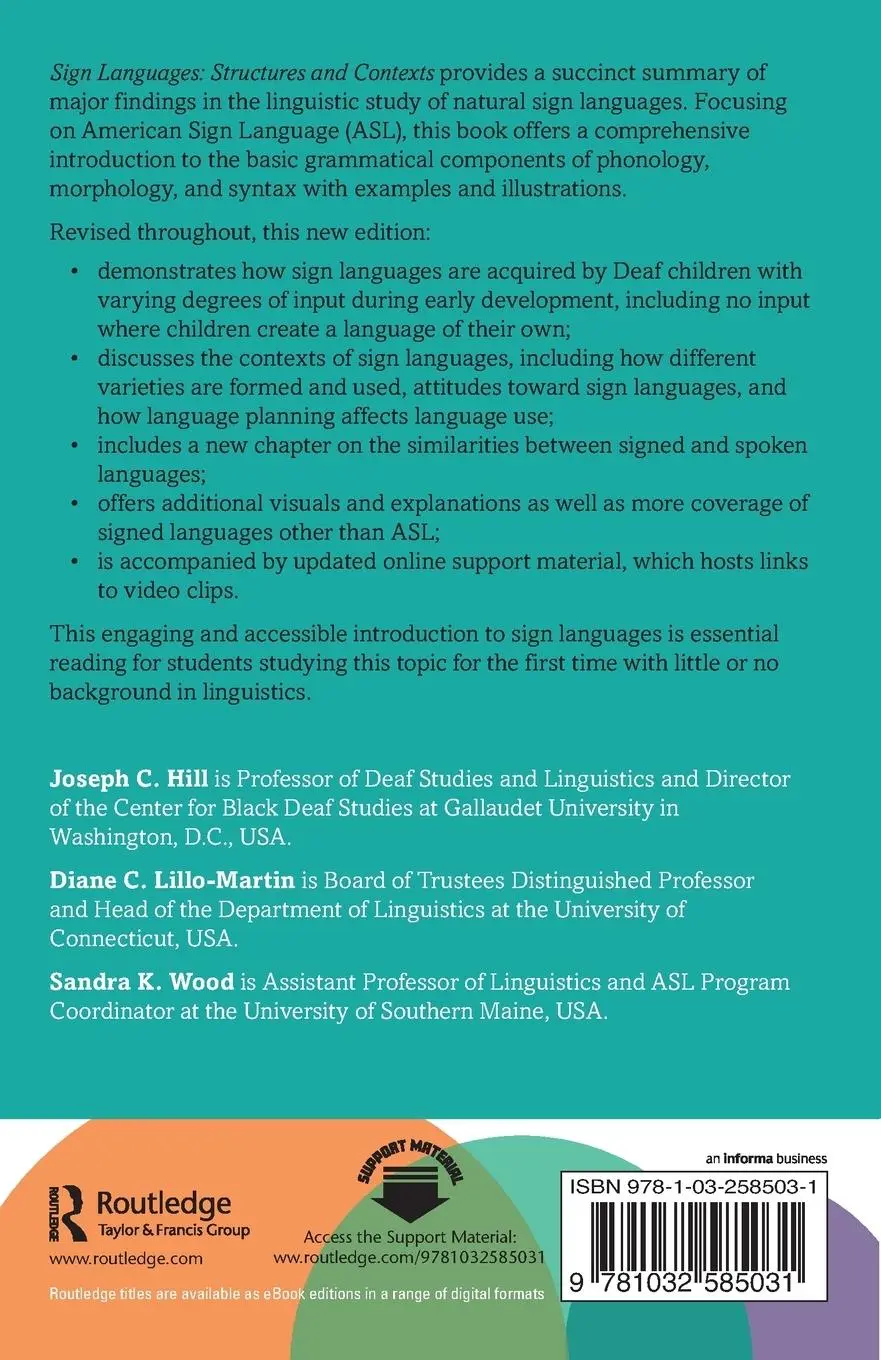 Rückseite: 9781032585031 | Sign Languages | Structures and Contexts | Joseph C. Hill (u. a.)