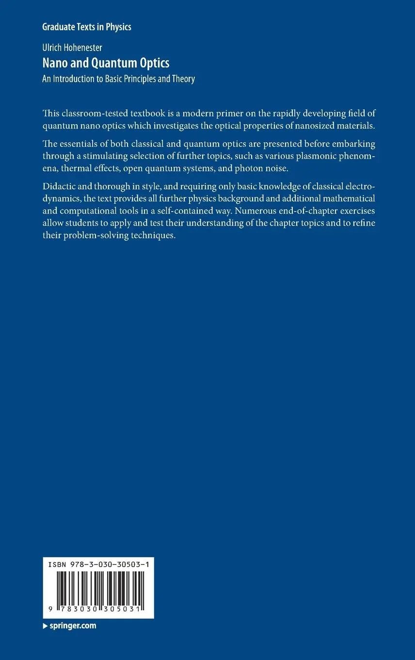 Rückseite: 9783030305031 | Nano and Quantum Optics | Ulrich Hohenester | Buch | xii | Englisch