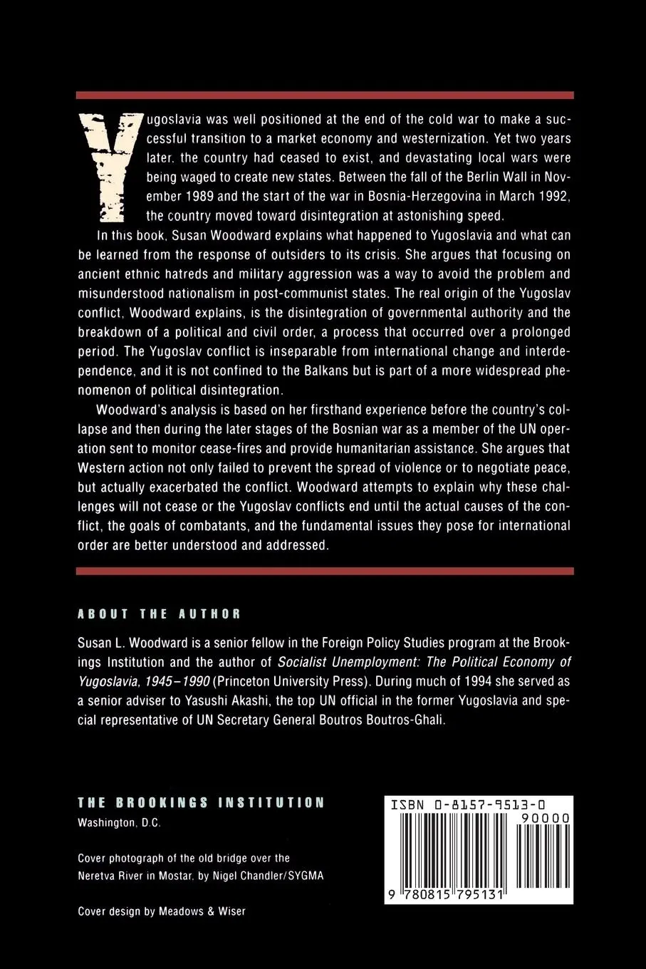 Rückseite: 9780815795131 | Balkan Tragedy | Chaos and Dissolution after the Cold War | Woodward