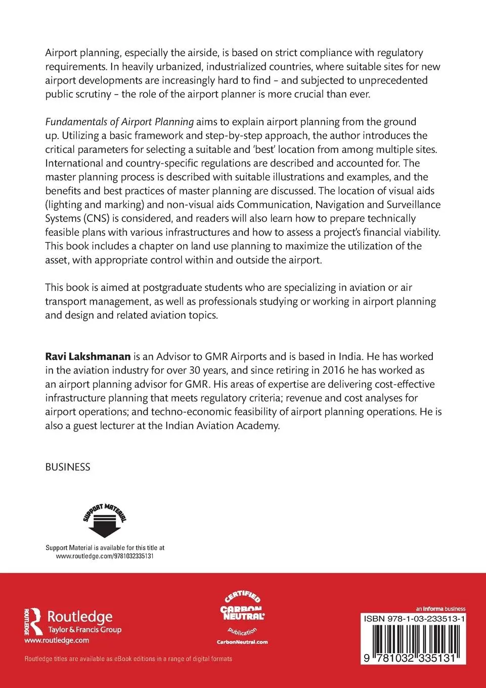 Rückseite: 9781032335131 | Fundamentals of Airport Planning | Theory and Practice | Lakshmanan