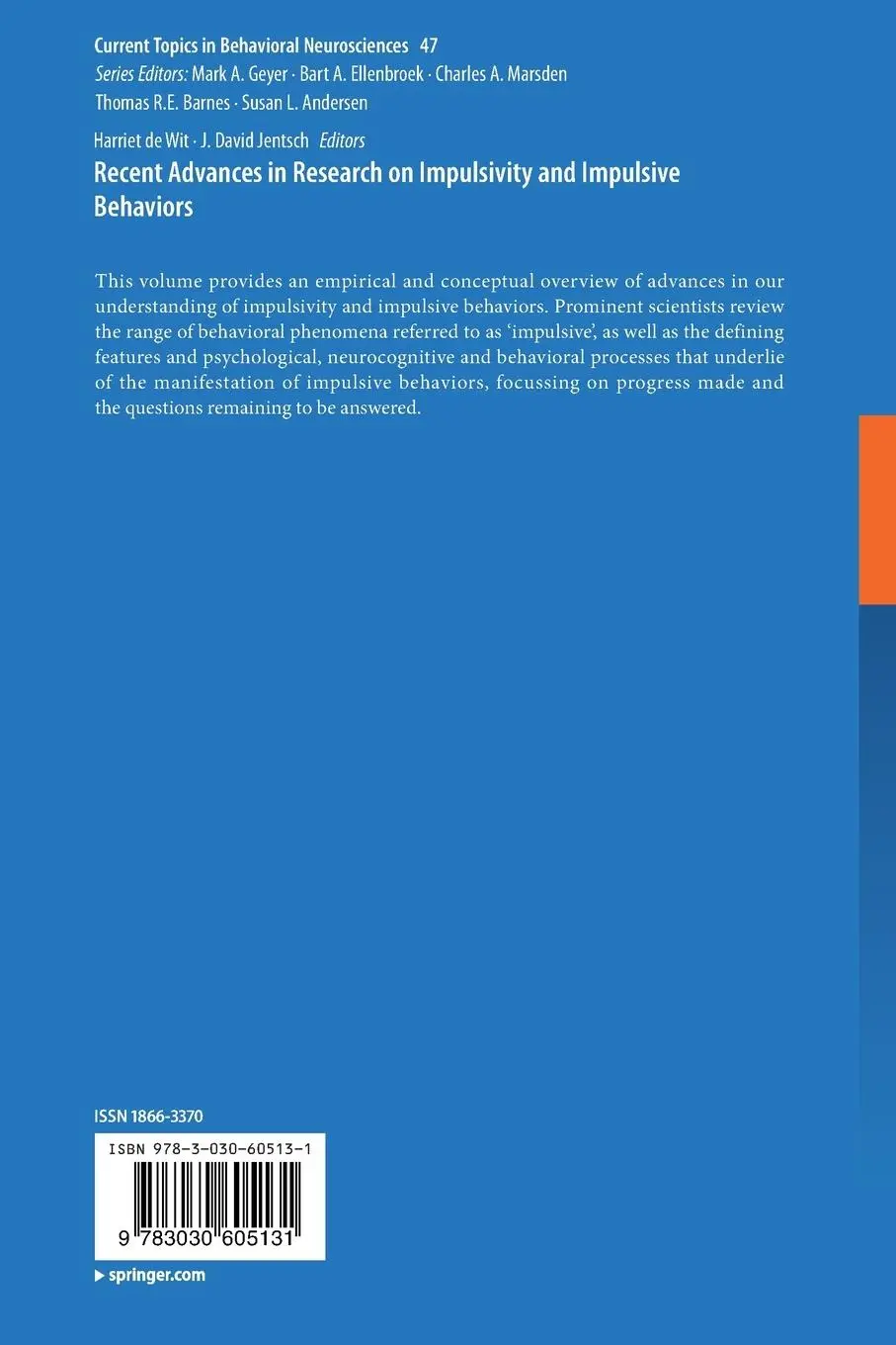 Rückseite: 9783030605131 | Recent Advances in Research on Impulsivity and Impulsive Behaviors