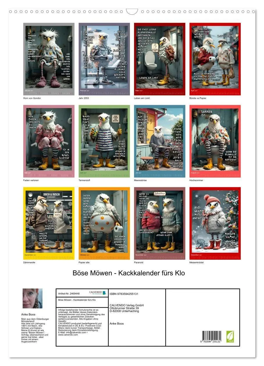 Bild: 9783594255131 | Böse Möwen - Kackkalender fürs Klo (Wandkalender 2027 DIN A2 hoch),...