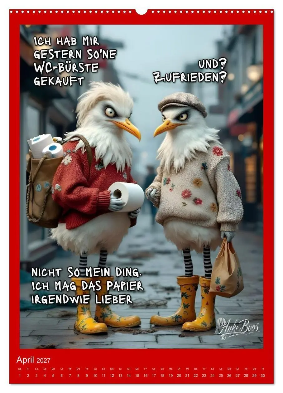 Bild: 9783594255131 | Böse Möwen - Kackkalender fürs Klo (Wandkalender 2027 DIN A2 hoch),...