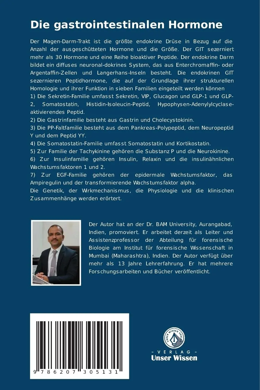 Rückseite: 9786207305131 | Die gastrointestinalen Hormone | Malojirao Bhosale | Taschenbuch