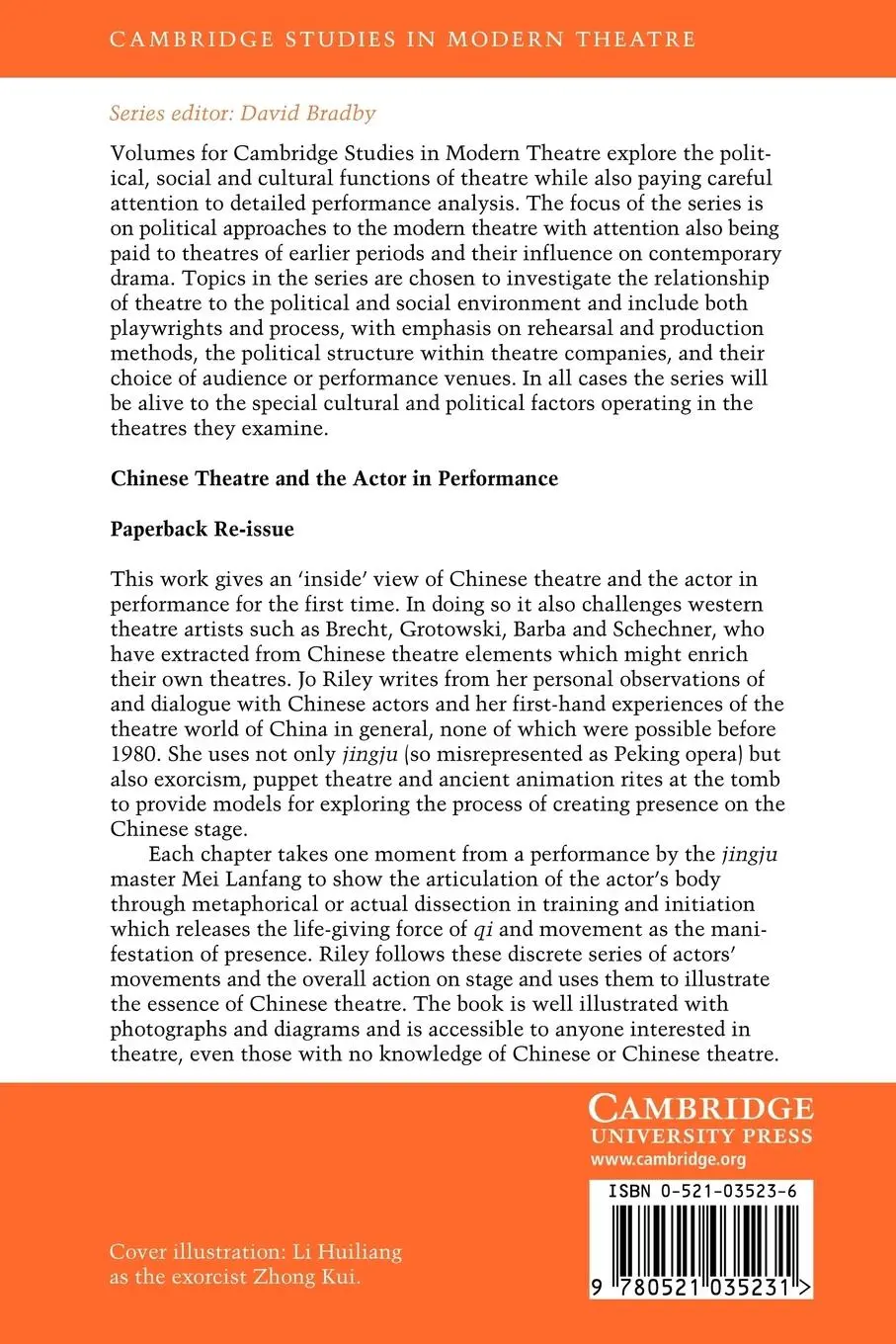 Rückseite: 9780521035231 | Chinese Theatre and the Actor in Performance | Josephine Riley (u. a.)
