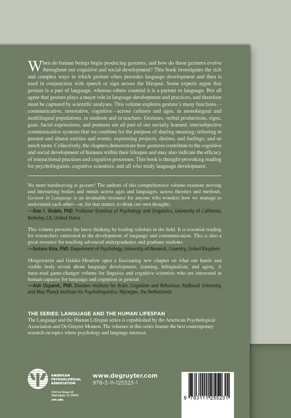 Rückseite: 9783111255231 | Gesture in Language | Development Across the Lifespan | Taschenbuch