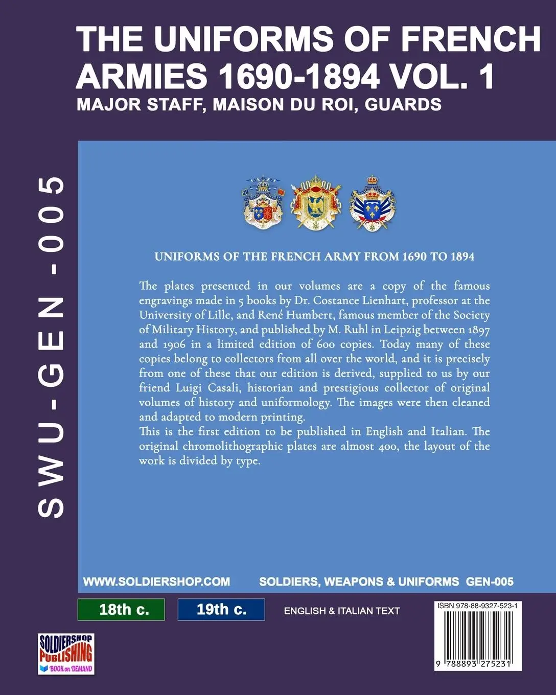 Rückseite: 9788893275231 | The uniforms of French armies 1690-1894 - Vol. 1 | Lienhart (u. a.)
