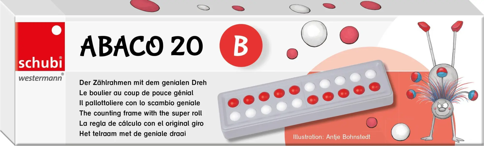 Bild: 9783039765331 | SCHUBI Abaco 20 | Modell B 5/5 Kugeln versetzt (rot/weiss) | Wentzke