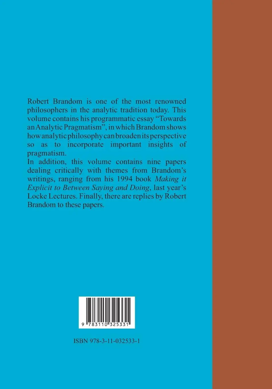 Rückseite: 9783110325331 | Robert Brandom | Analytic Pragmatist | David P. Schweikard (u. a.)