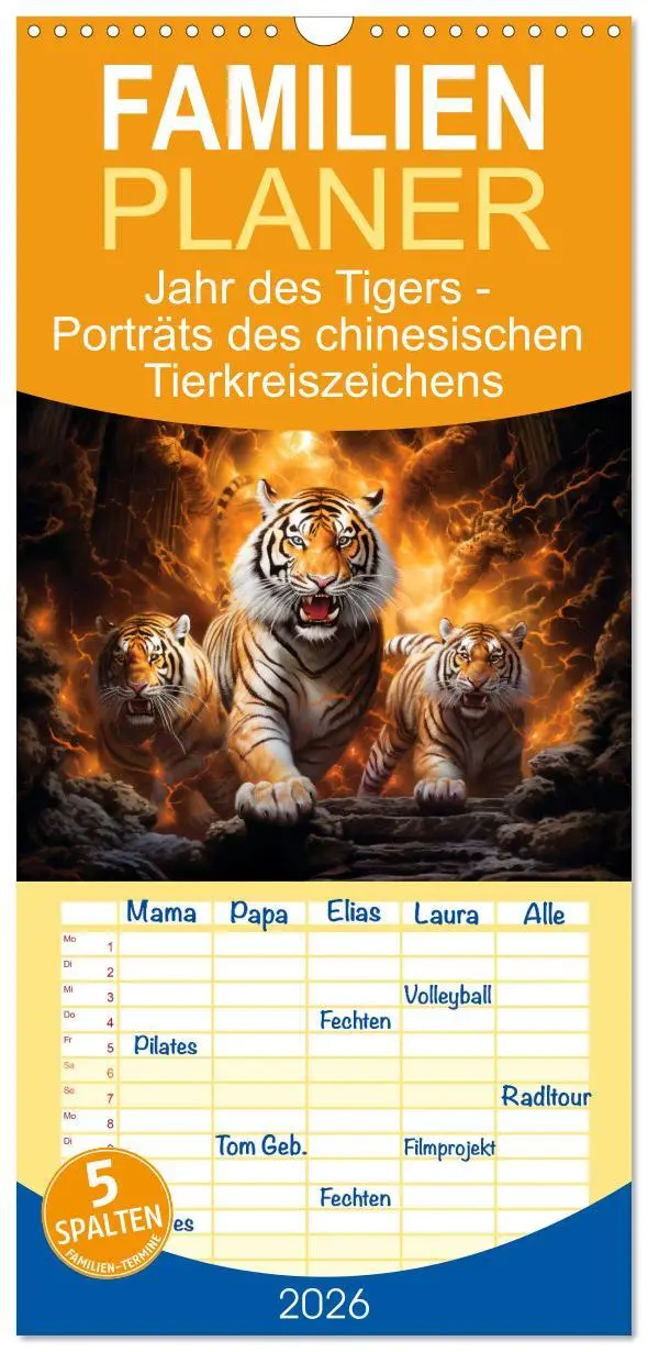 Cover: 9783516495331 | Familienplaner 2026 - Jahr des Tigers - Porträts des chinesischen...