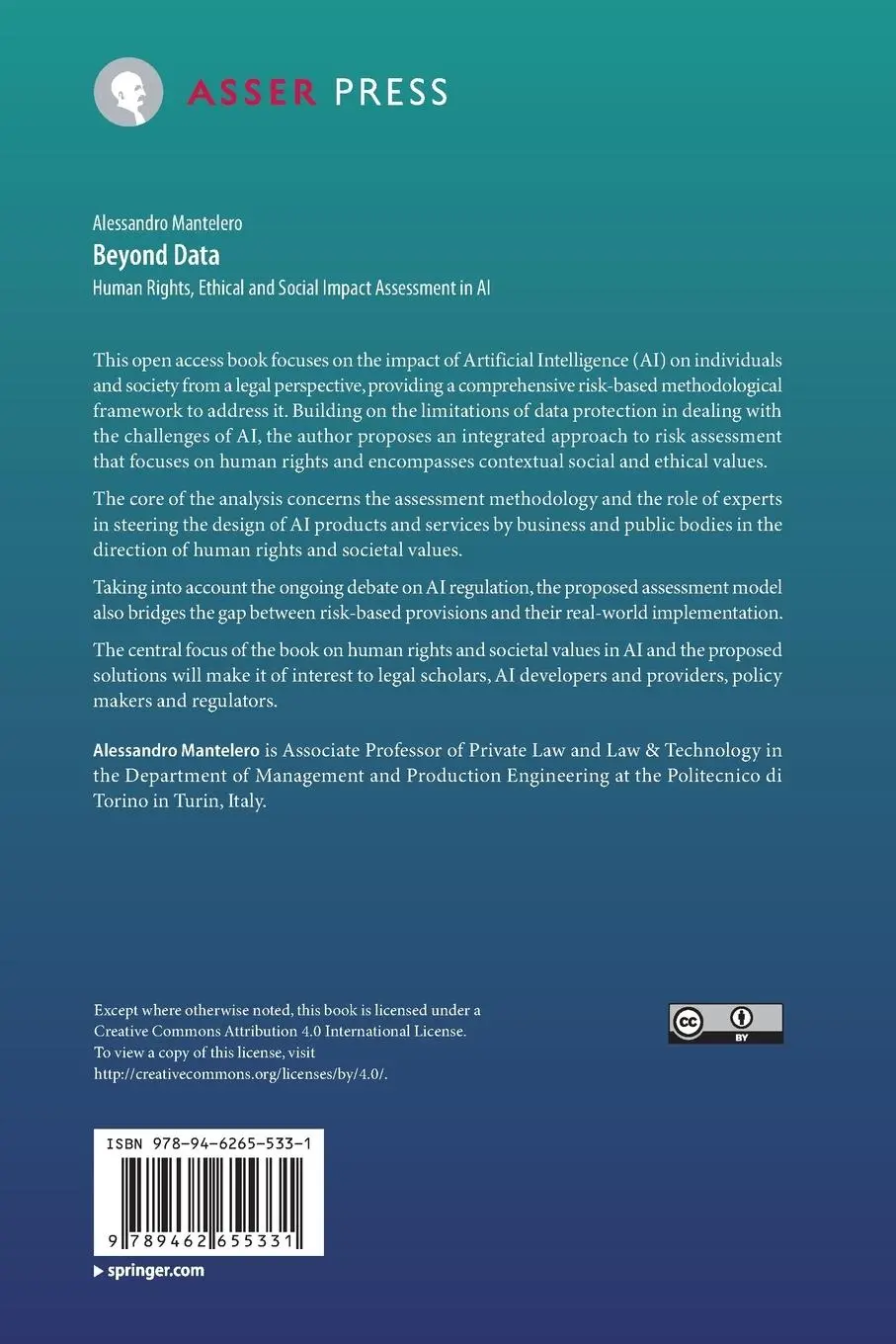 Rückseite: 9789462655331 | Beyond Data | Human Rights, Ethical and Social Impact Assessment in AI