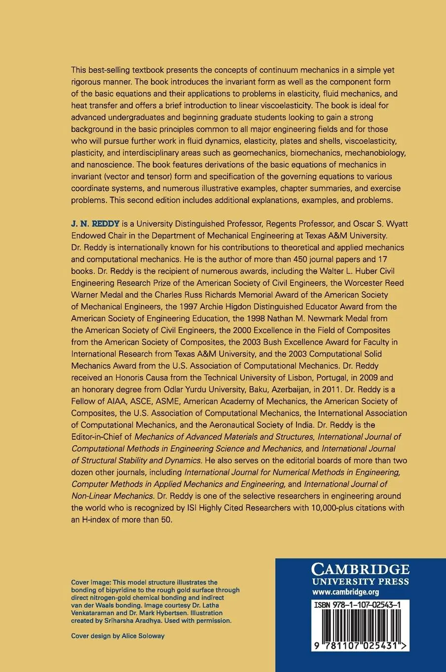 Rückseite: 9781107025431 | An Introduction to Continuum Mechanics | J. N. Reddy | Buch | Englisch