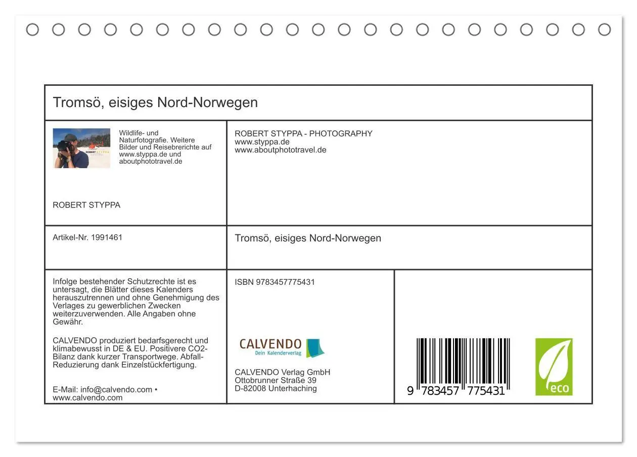 Bild: 9783457775431 | Tromsö, eisiges Nord-Norwegen (Tischkalender 2026 DIN A5 quer),...