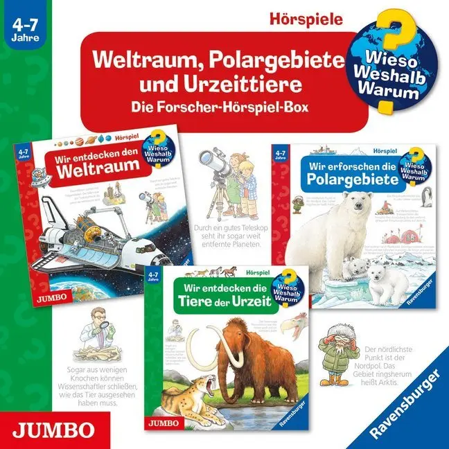Weltraum, Polargebiete und Urzeittiere - Die Forscher-Hörspiel-Box,3 Audio-CDs