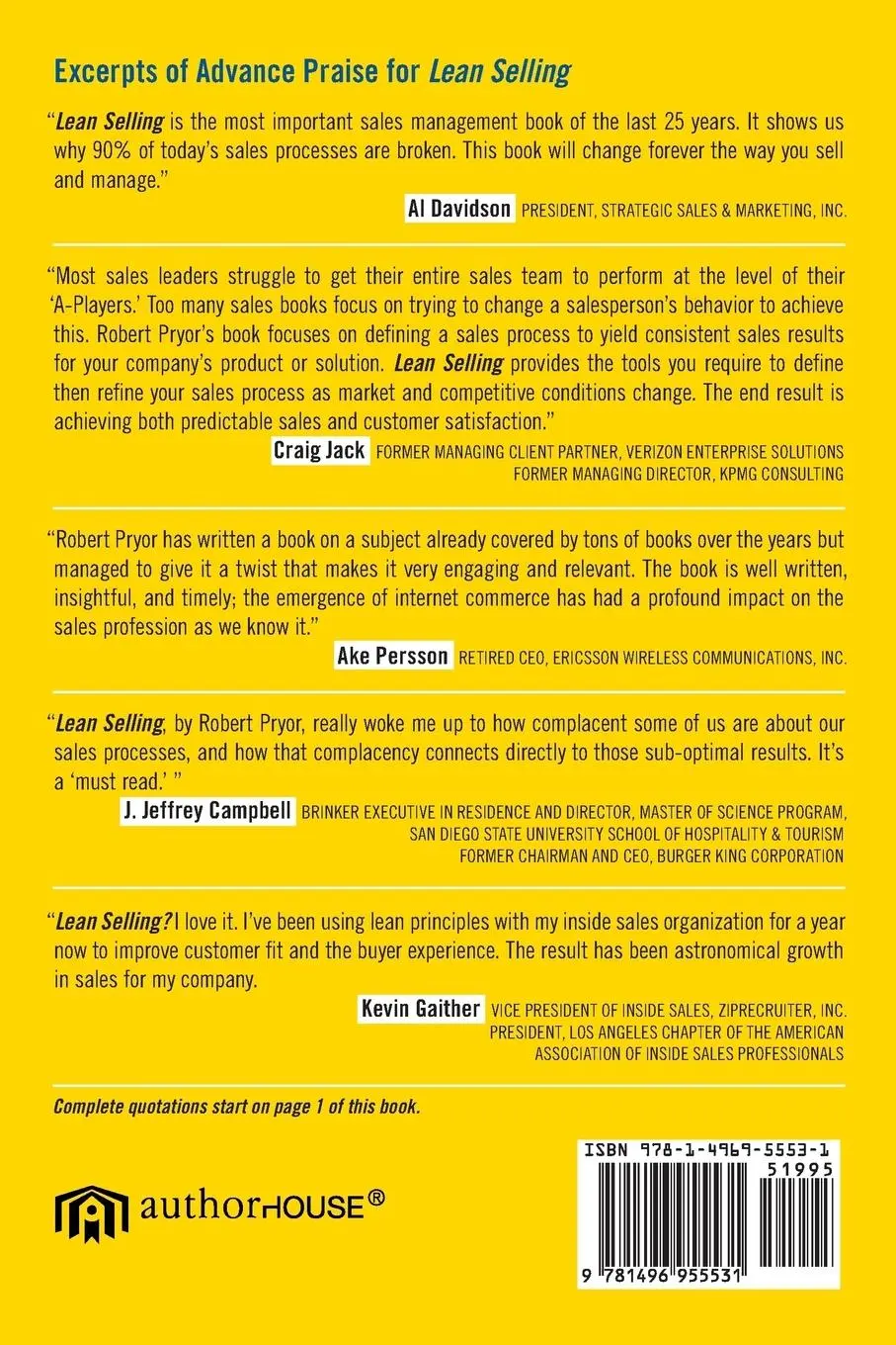 Rückseite: 9781496955531 | Lean Selling | Robert J. Pryor | Taschenbuch | Englisch | 2015