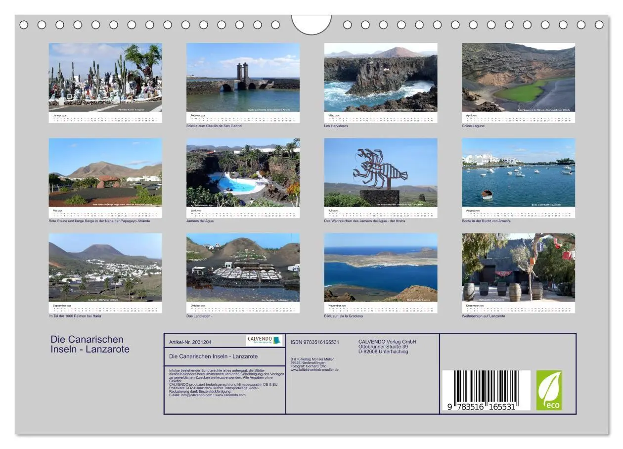 Bild: 9783516165531 | Die Canarischen Inseln - Lanzarote (Wandkalender 2026 DIN A4 quer),...