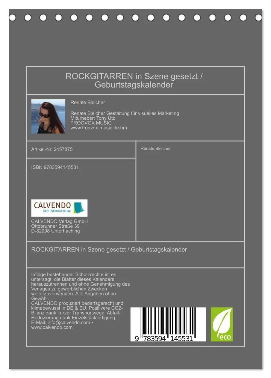 Bild: 9783594145531 | ROCKGITARREN in Szene gesetzt / Geburtstagskalender (Tischkalender...