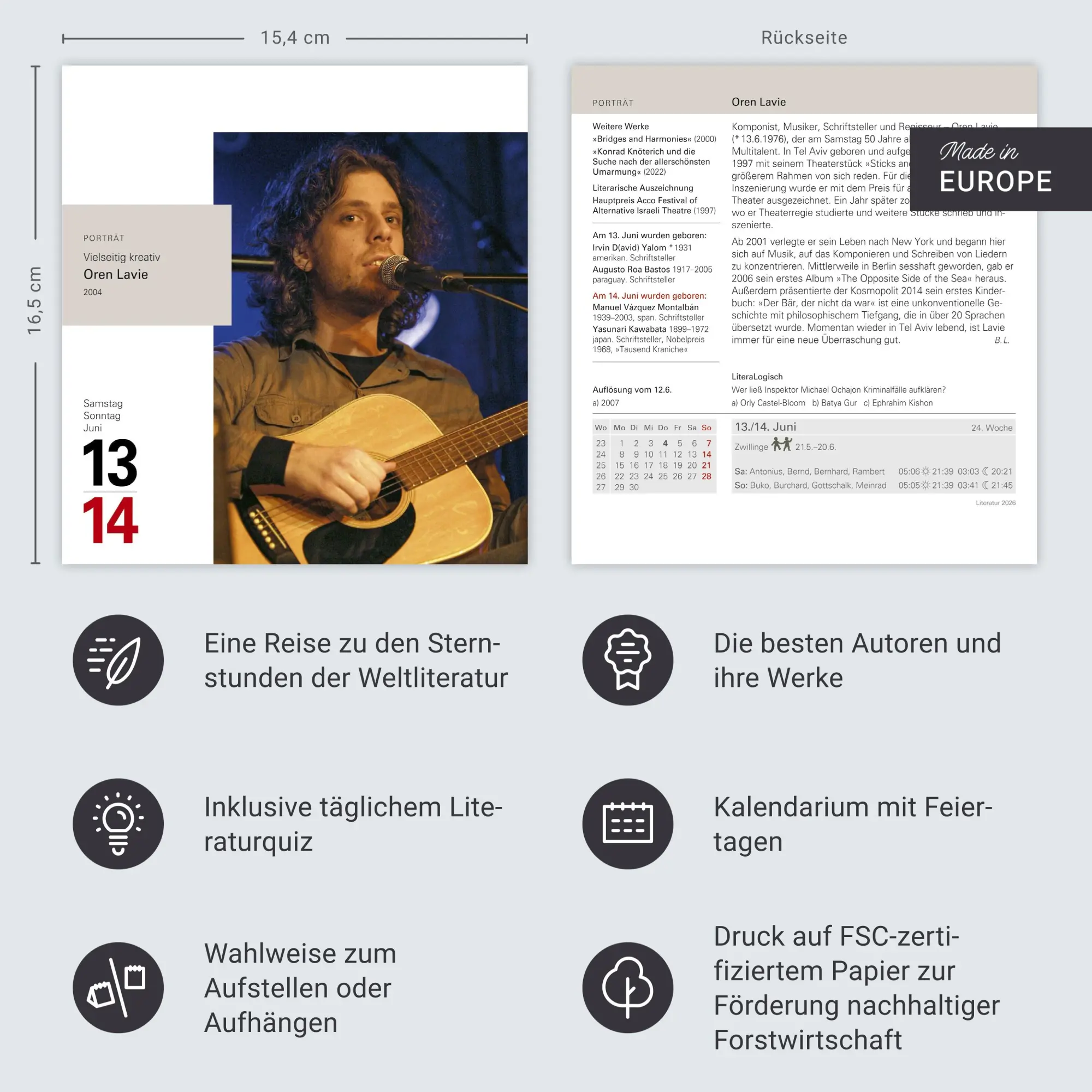 Bild: 9783840035531 | Literatur Tagesabreißkalender 2026 - Kulturkalender - Autoren,...