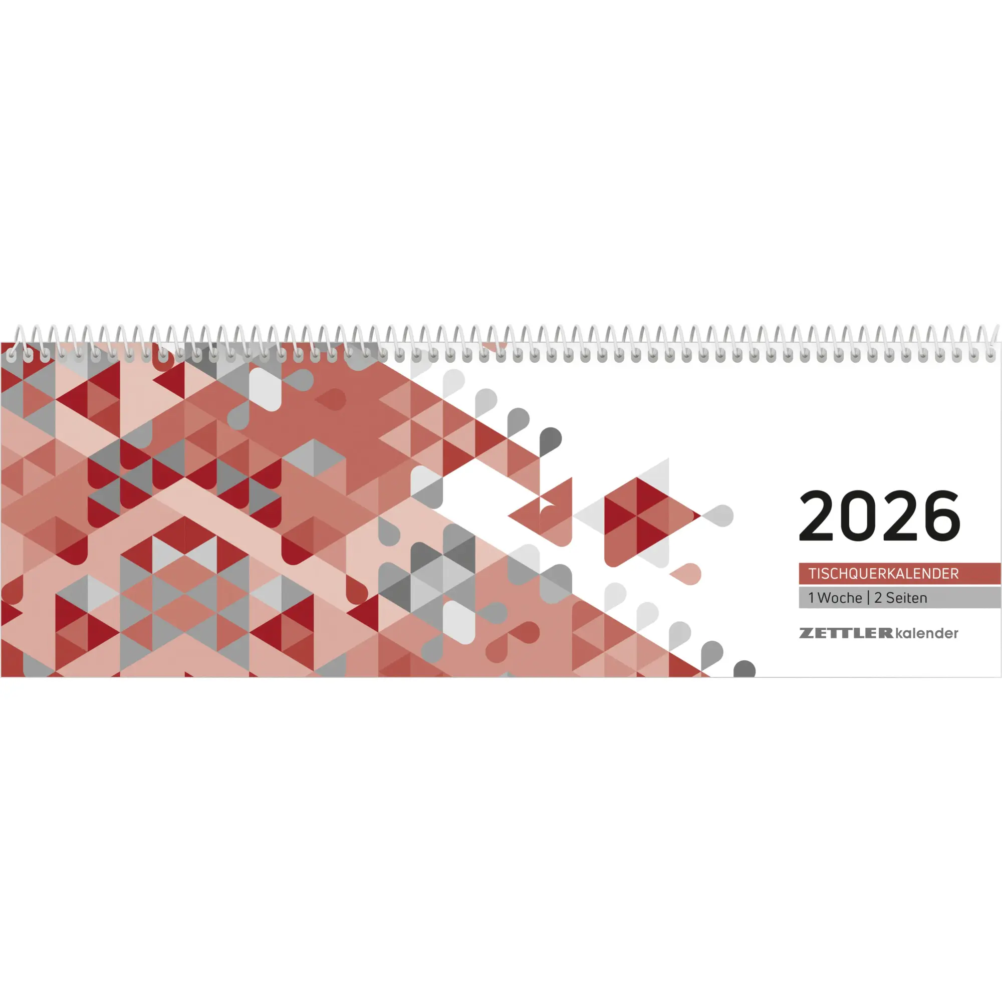 Cover: 4069095005631 | Tischquerkalender rot 2026 - 29,6x9,9 cm - 1 Woche auf 2 Seiten -...